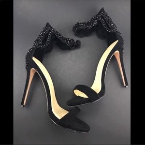 Aminah Abdul Jillil Black Beaded Heels Size 9